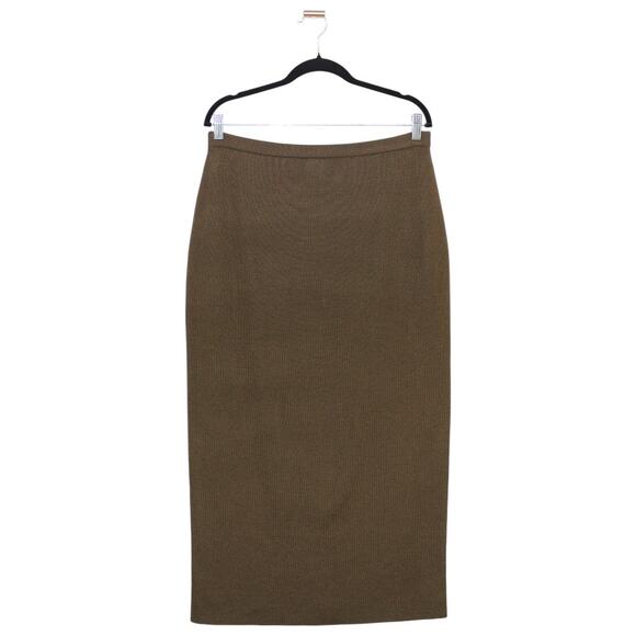 Vintage Adrianna Papell Olive Green Wool Maxi Skirt Size Large - Picture 1 of 4